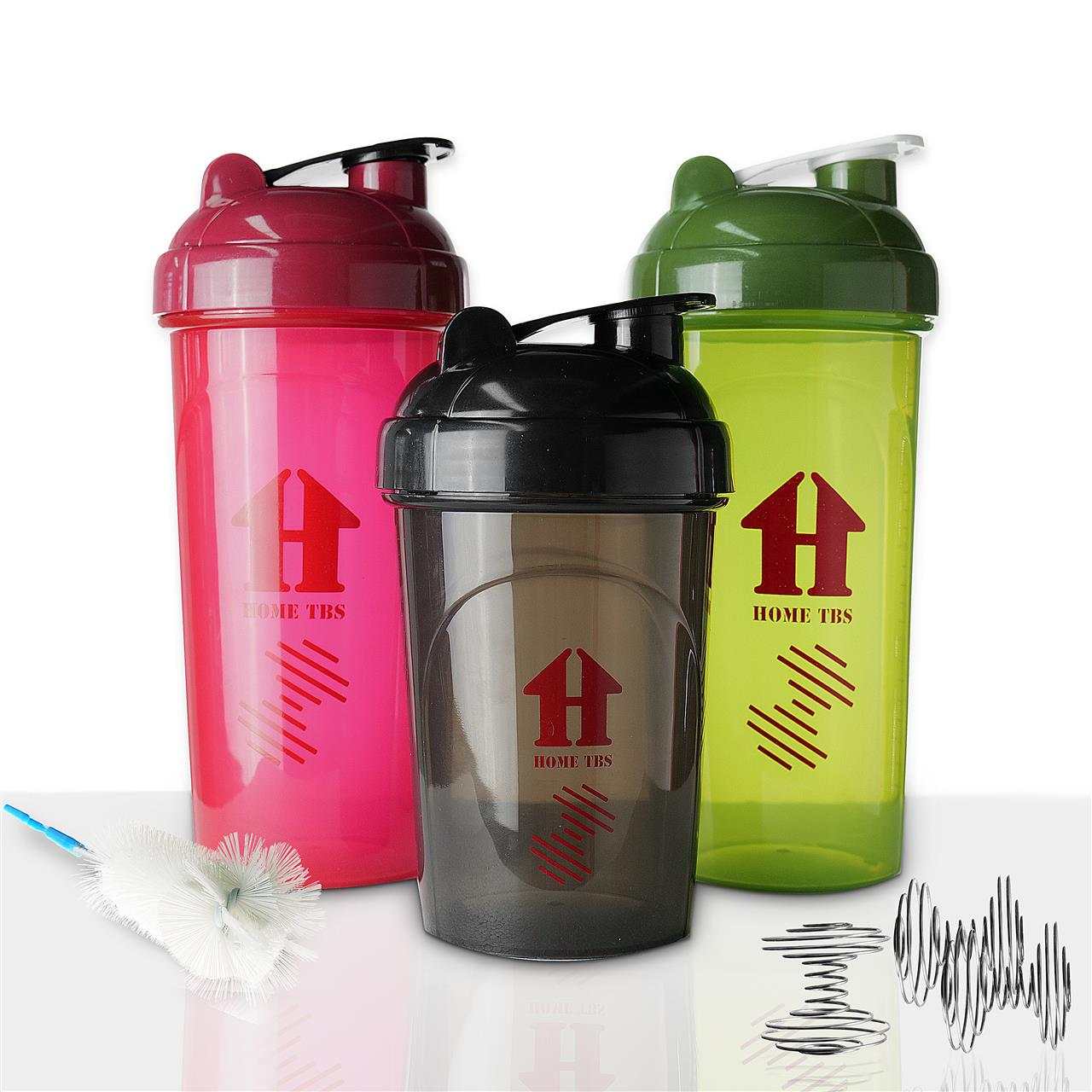 New 3 Shaker Bottles Set for Protein Powder with Wire Whisk and cleaning brush/BOUTEILLE DE MELANGE PROTEINES