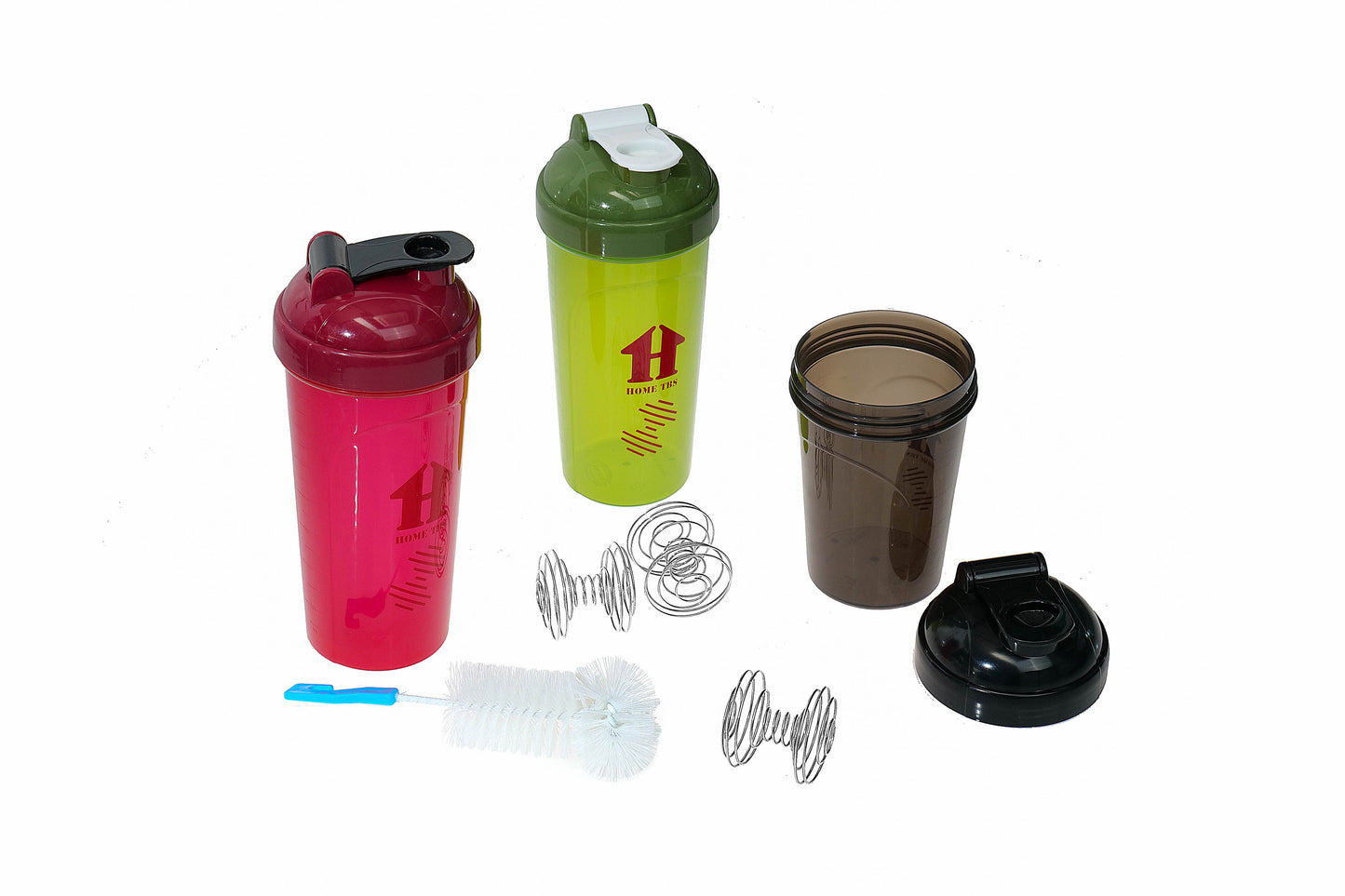 New 3 Shaker Bottles Set for Protein Powder with Wire Whisk and cleaning brush/BOUTEILLE DE MELANGE PROTEINES