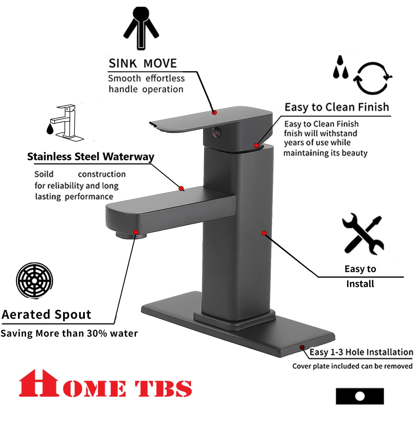 Bathroom Faucet 1 or 3 Hole Basin Single Handle Sink Faucet Modern Wash with Deck Plate